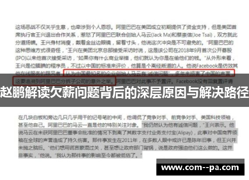 赵鹏解读欠薪问题背后的深层原因与解决路径